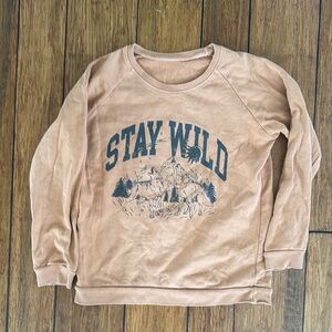 TINY WHALES- SIZE 10 Tan 'Stay Wild' Graphic Sweatshirt